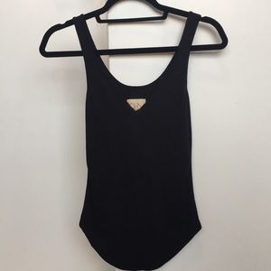 Chaser black ribbed V neck tank